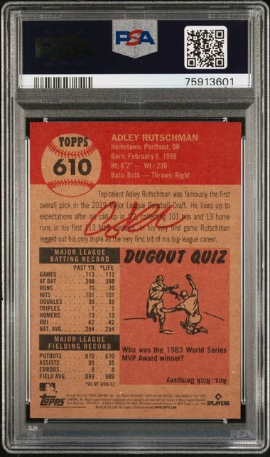 2023 Topps Living Set #610 Adley Rutschman RC PSA 10 Gem Mint