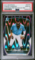 2023 Bowman Chrome Junior Caminero #BCP-61 Purple Raywave Refractor /250 1st Bowman PSA 10