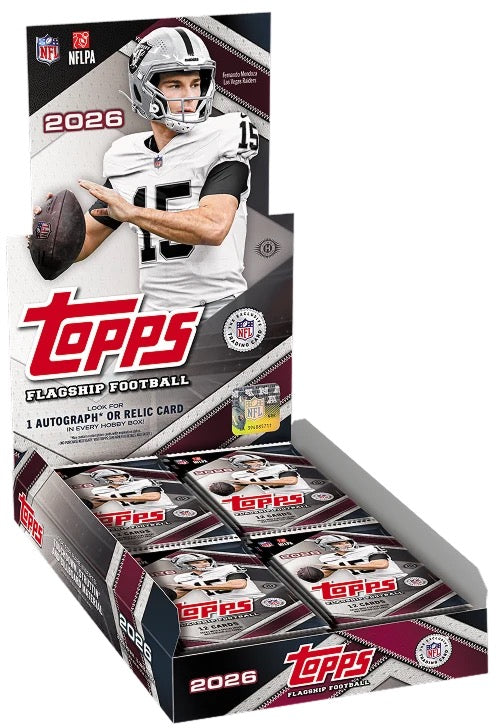 2026 Topps Flagship Football | Hobby Box – 20 Packs | 1 Auto or Relic Per Box