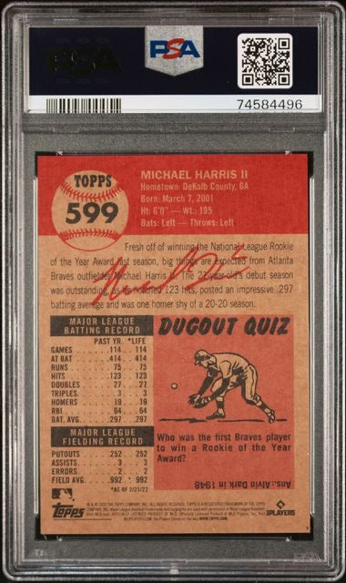 2023 Topps Living Set #599 Michael Harris II RC PSA 10 Gem Mint
